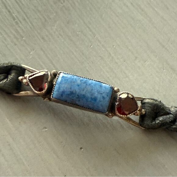 Leo Feeney Don Lucas Braided Leather Sterling Silver Blue Aventurine Bracelet - Picture 12 of 12